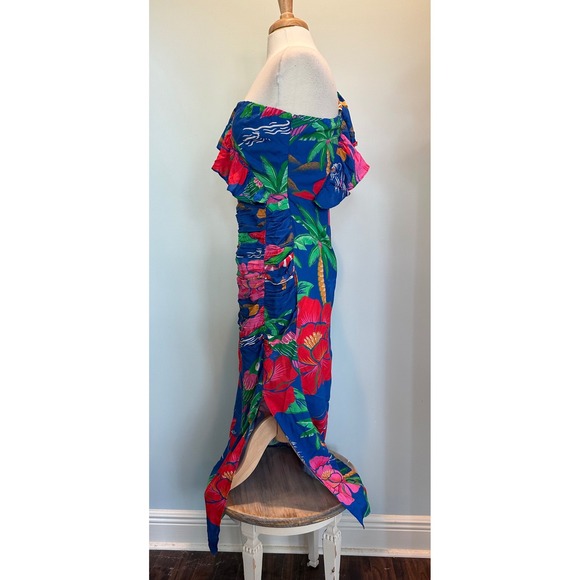 FARM Rio for Anthropologie One Shoulder Maxi Dress Floral Tropical Size Small - Picture 7 of 13
